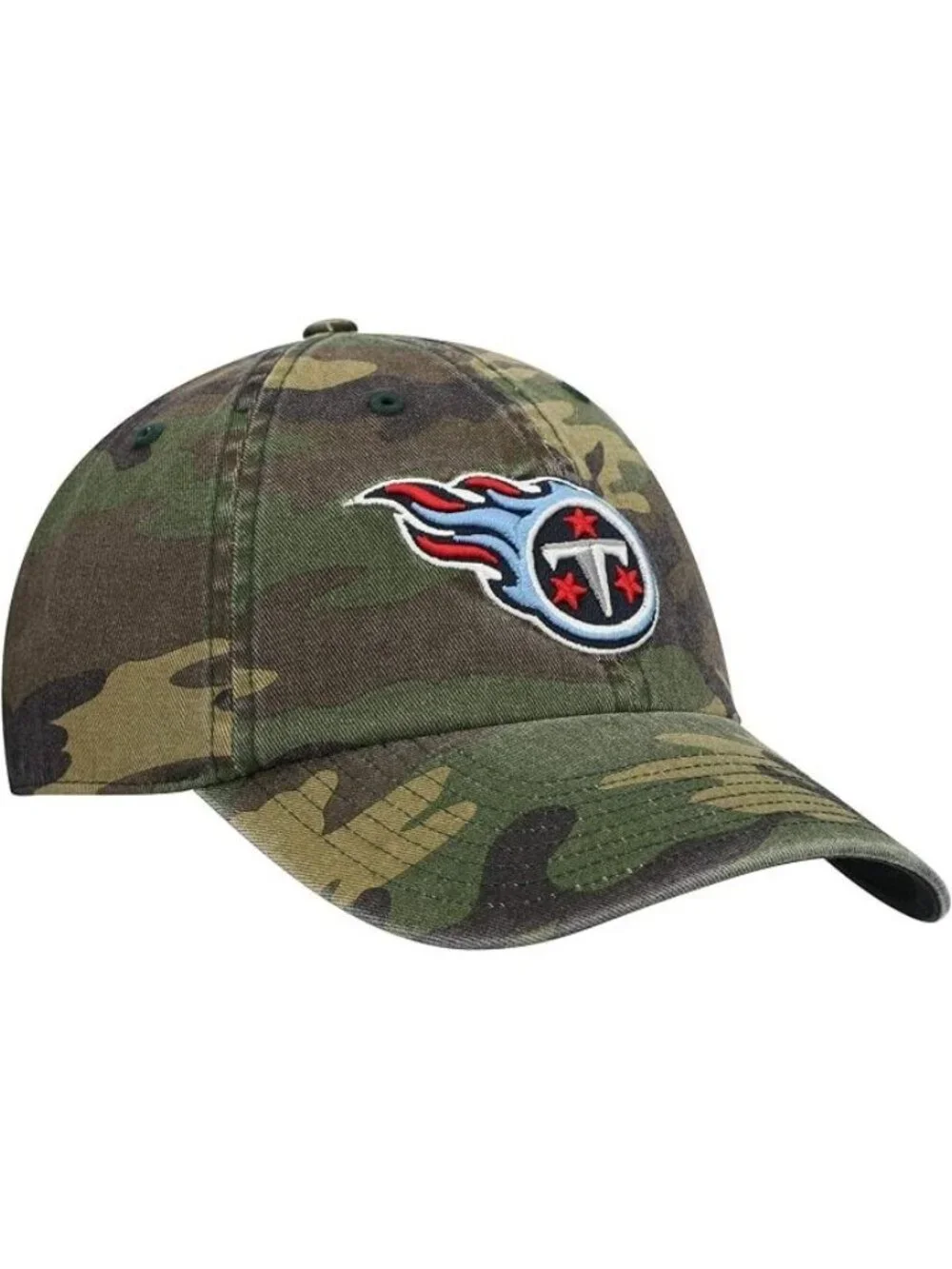 ’47 Tennessee Titans NFL Clean Up Adjustable Camo Hat Cap One Size 100% Cotton